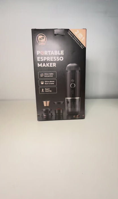 Cafetera portátil para Cápsulas y Café Molido con Calentador de Agua