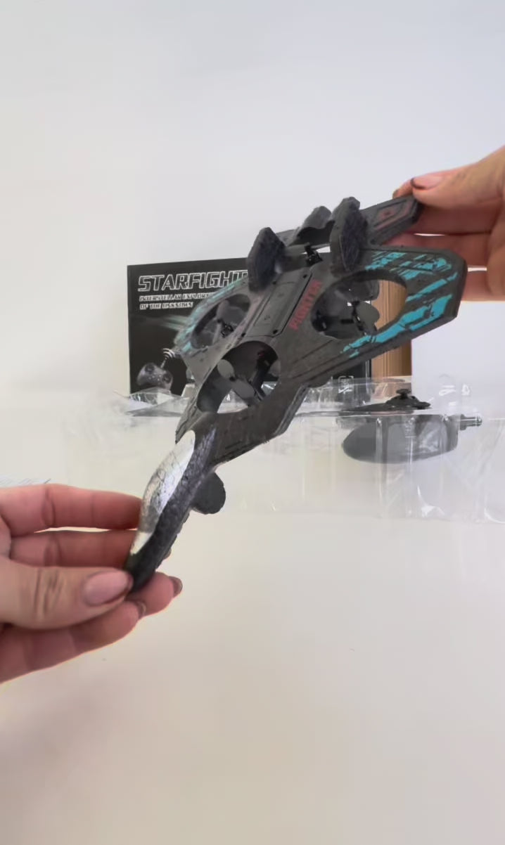 Cargar video: Drone Avión Starfighter con Luces LED y Control Remoto