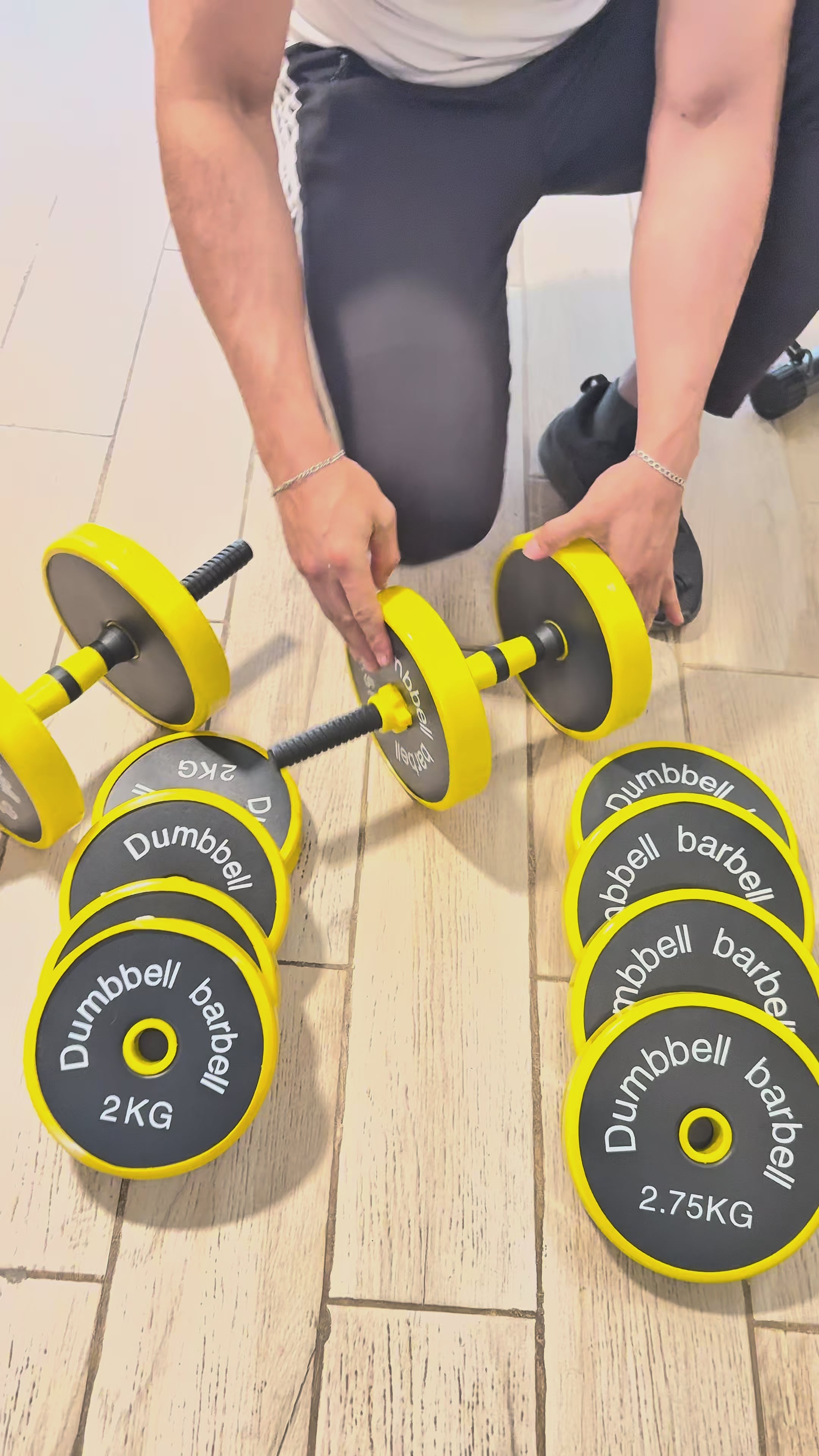 Cargar video: Set de Mancuernas 30 kg Ajustables + Barra 4 en 1 para Gimnasio en Casa