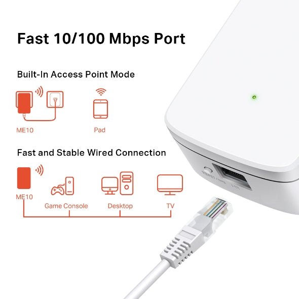 Repetidor Wi - Fi Mercusys ME10 300 Mbps Extensor de Rango