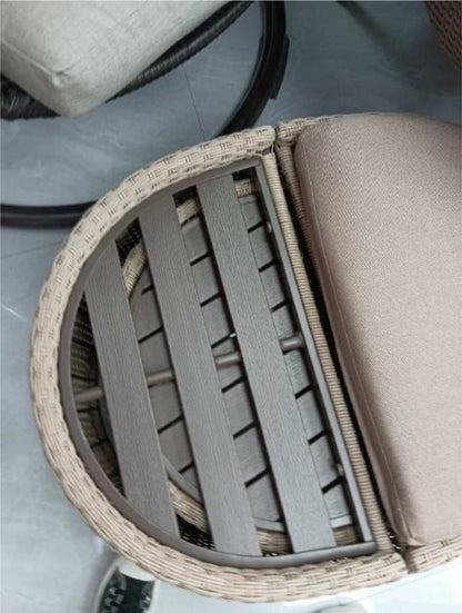 Set 3 piezas ratán sintético café con mesa y sillón