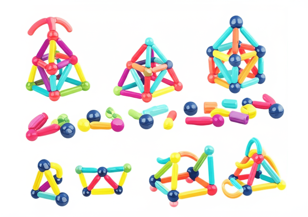 Set de construcción magnética con 84 piezas coloridas STEM 3+
