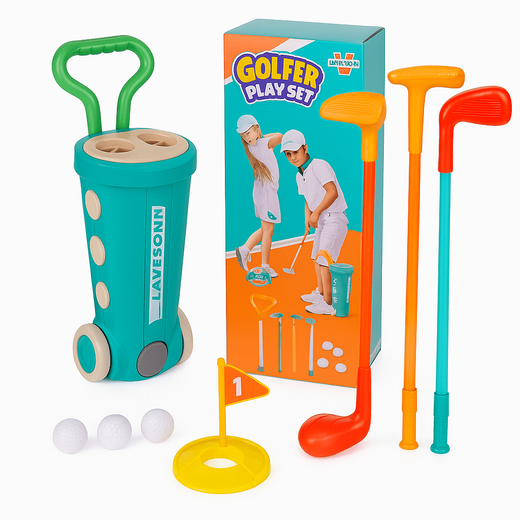 Set de Golf para Niños con Carrito y Palos Ajustables