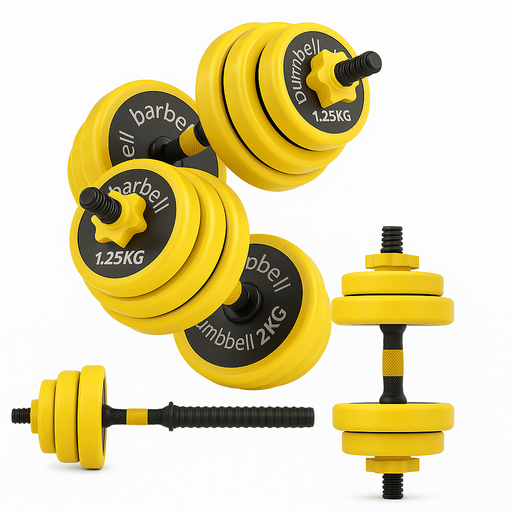 Set de Mancuernas 25 kg Ajustables + Barra 4 en 1 para Casa