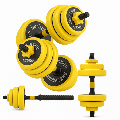 Set de Mancuernas 25 kg Ajustables + Barra 4 en 1 para Casa