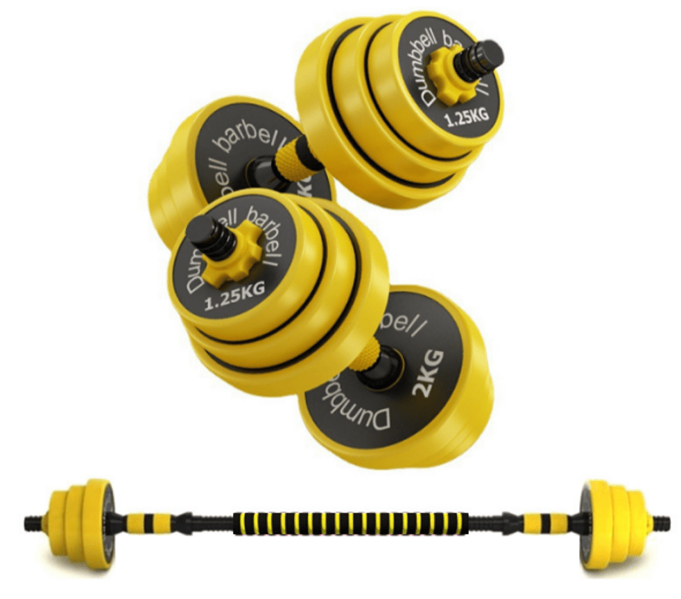Set de Mancuernas 25 kg Ajustables + Barra 4 en 1 para Casa