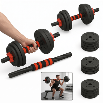 Set de Pesas 20 Kg 3 en 1 Mancuernas Convertibles a Barra