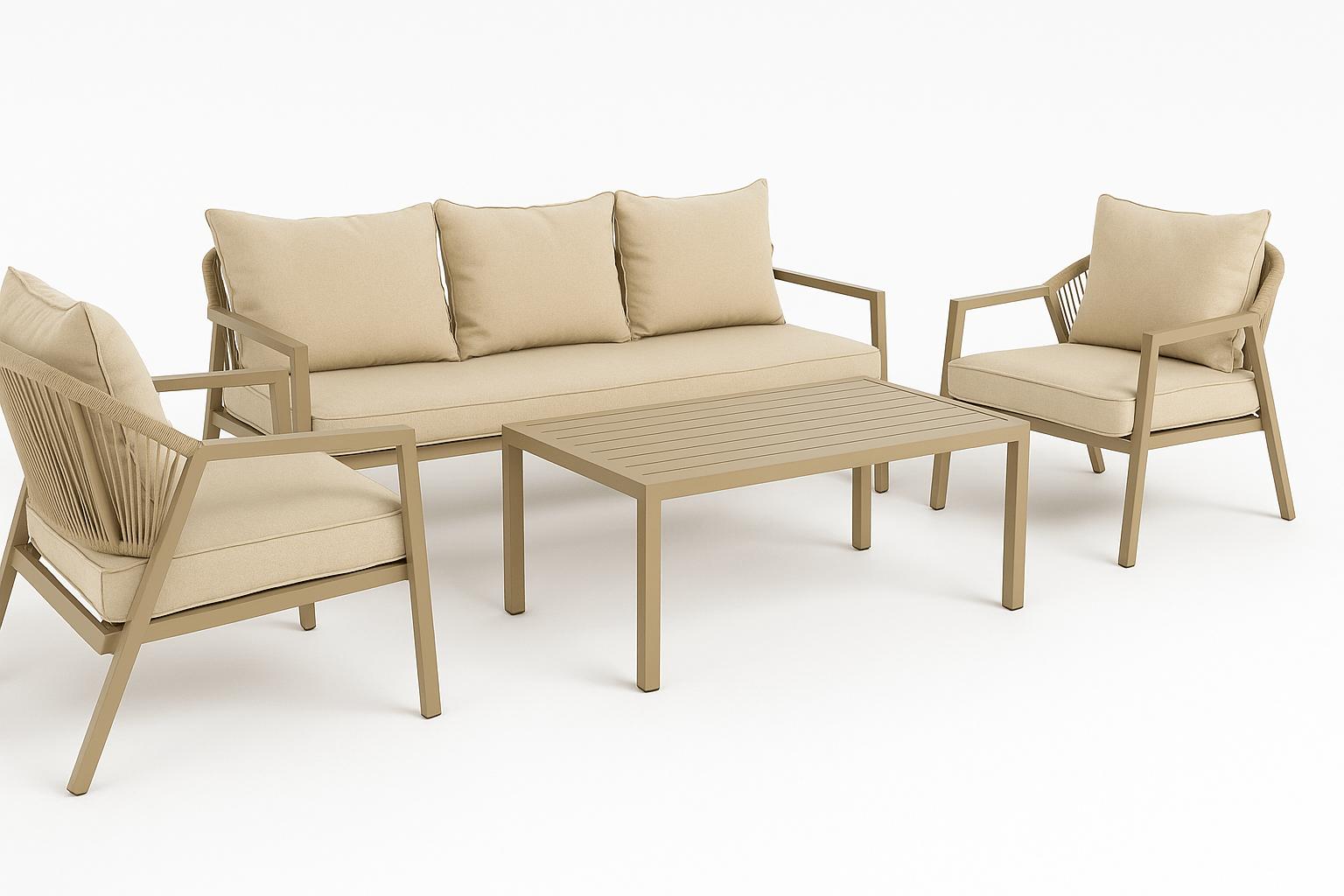 Set Living Exterior Aluminio 4 Piezas Beige Terracota