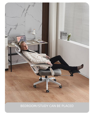 Silla Ergonómica Reclinable con Reposapiés Soporte Lumbar Gris