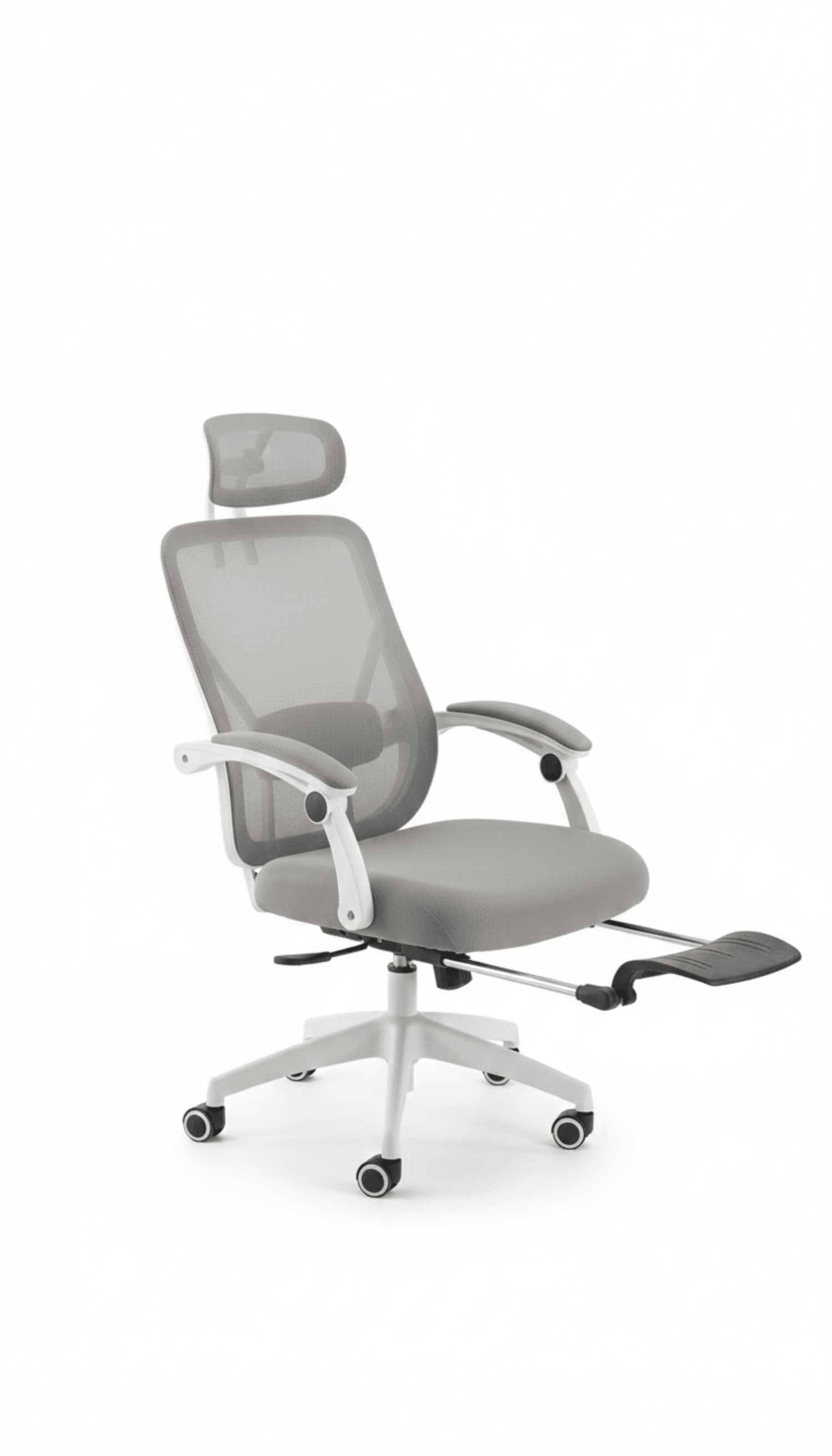 Silla Ergonómica Reclinable con Reposapiés Soporte Lumbar Gris
