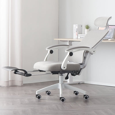 Silla Ergonómica Reclinable con Reposapiés Soporte Lumbar Gris