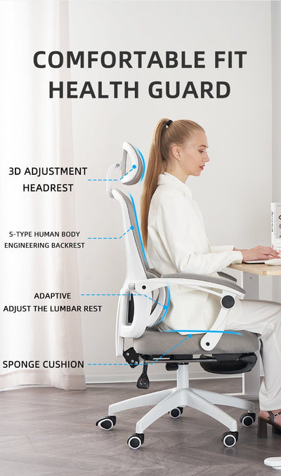 Silla Ergonómica Reclinable con Reposapiés Soporte Lumbar Negro