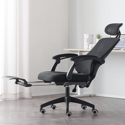Silla Ergonómica Reclinable con Reposapiés Soporte Lumbar Negro