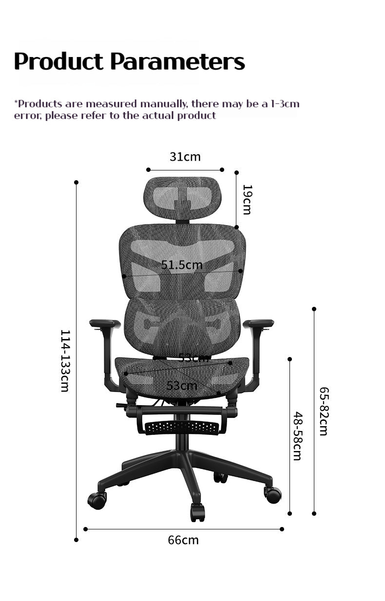 Silla Ergonómica Reclinable con Reposapiés y Soporte Lumbar
