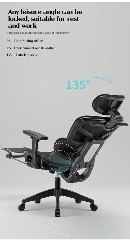 Silla Ergonómica Reclinable con Reposapiés y Soporte Lumbar