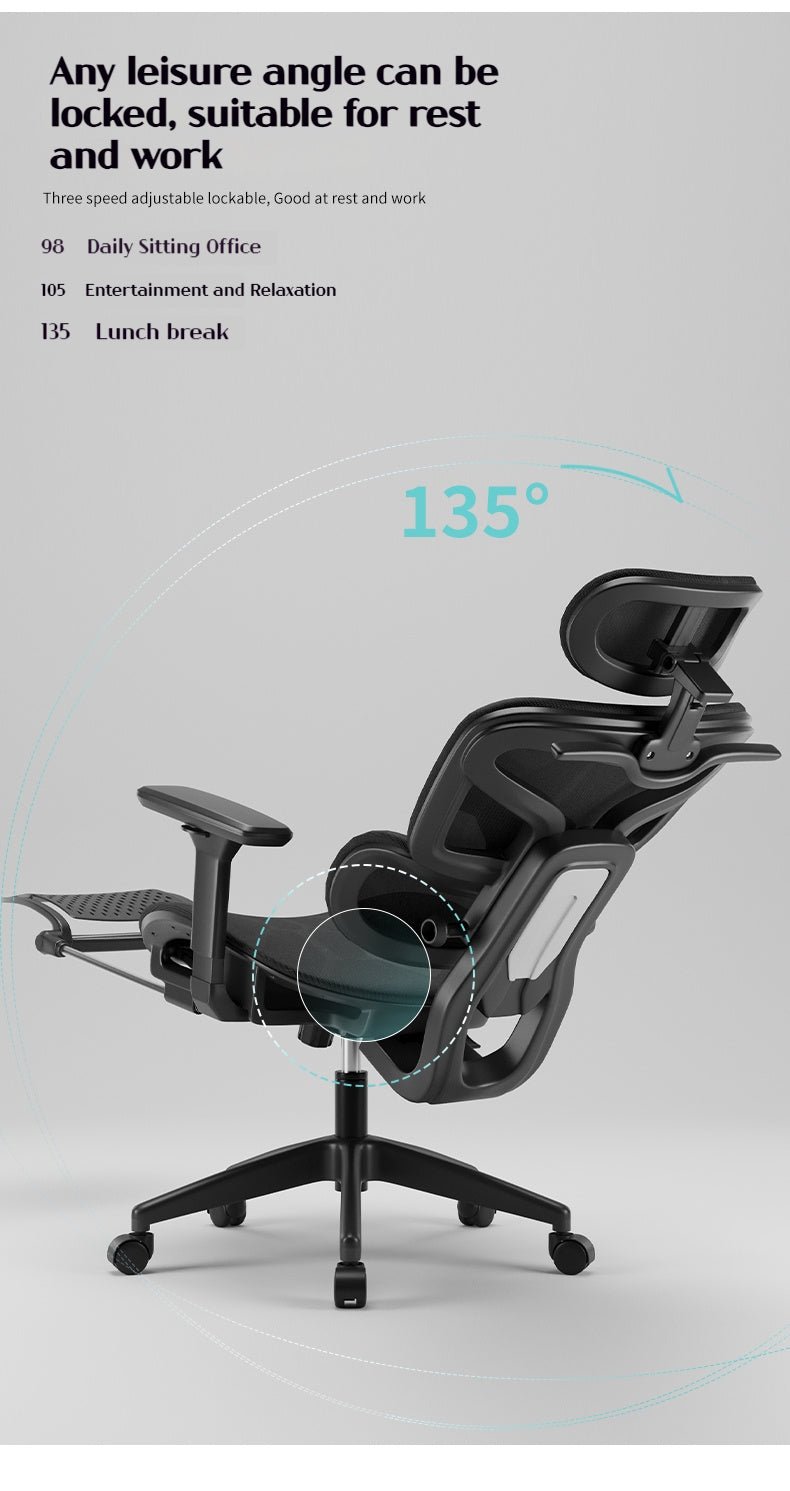 Silla Ergonómica Reclinable con Reposapiés y Soporte Lumbar