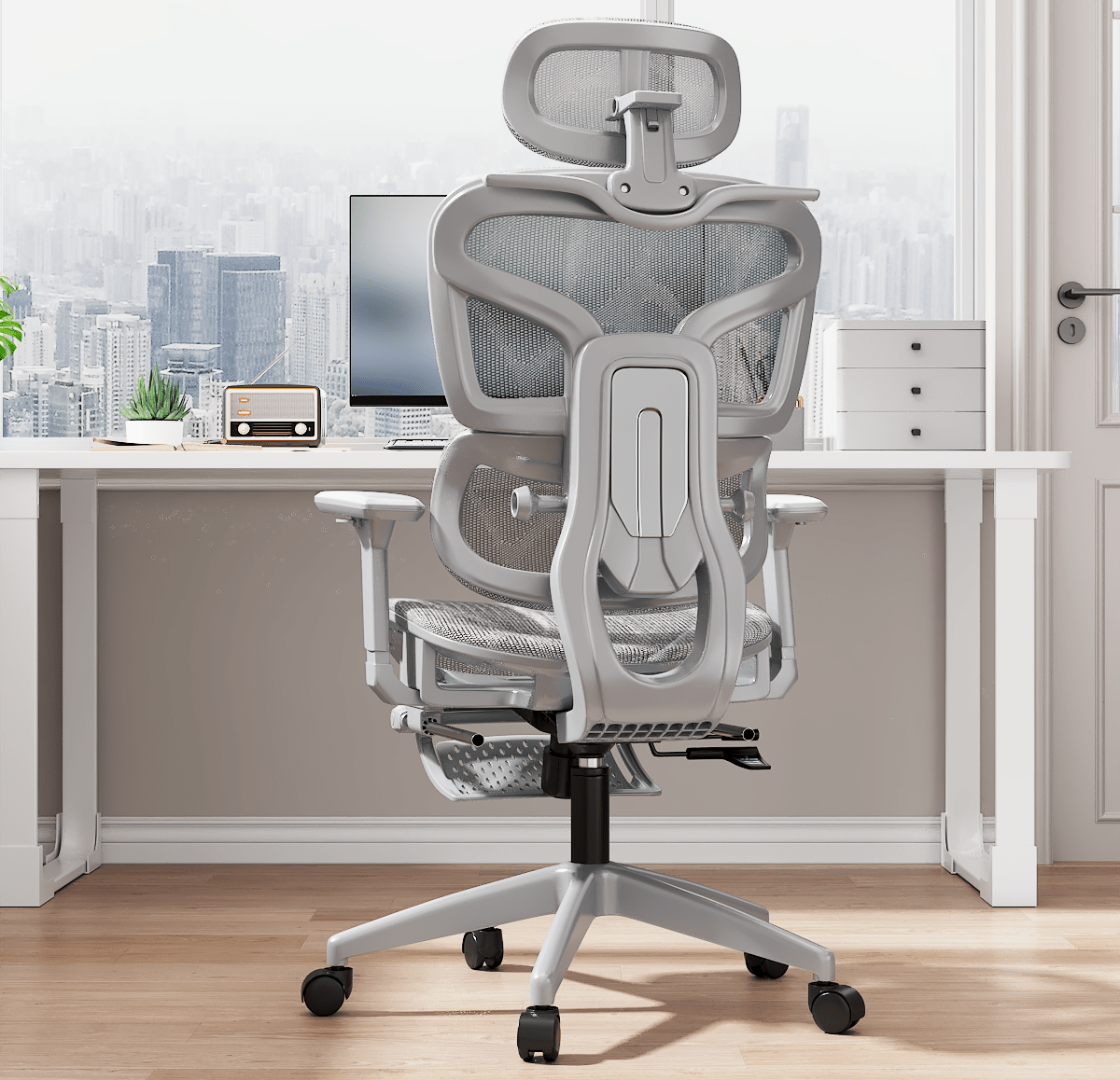 Silla Ergonómica Reclinable con Reposapiés y Soporte Lumbar