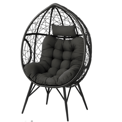 Sillón Huevo Diseño Moderno Interior Exterior Negro