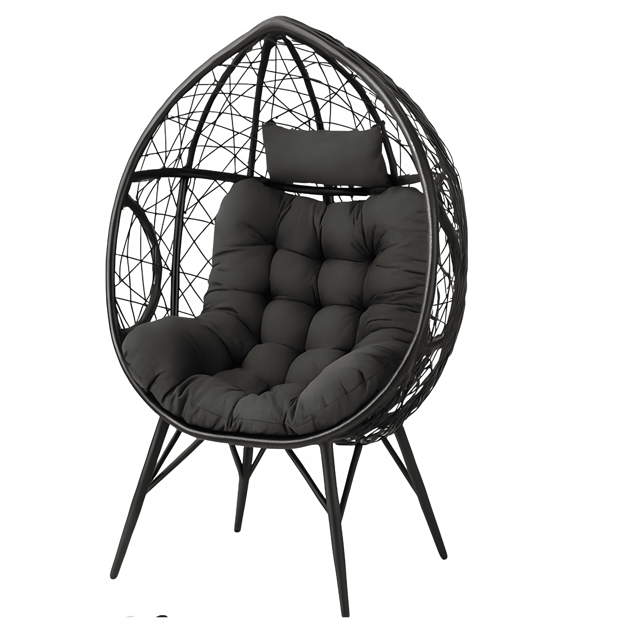 Sillón Huevo Diseño Moderno Interior Exterior Negro