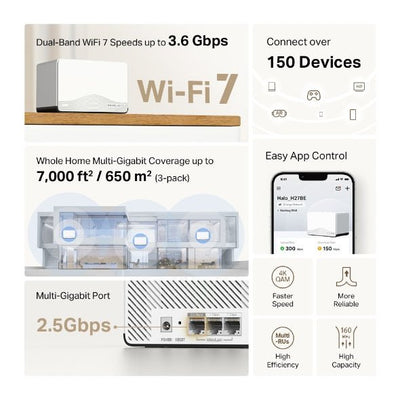 Sistema WiFi Mesh WiFi 7 Mercusys Halo H27BE BE3600 3 Pack
