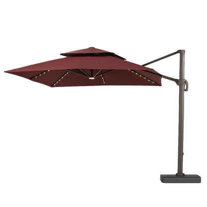 Sombrilla Doble Toldo 3x3 Metros Con Base Tanque Agua