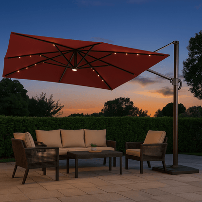 Sombrilla Doble Toldo 3x3 Metros Con Base Tanque Agua