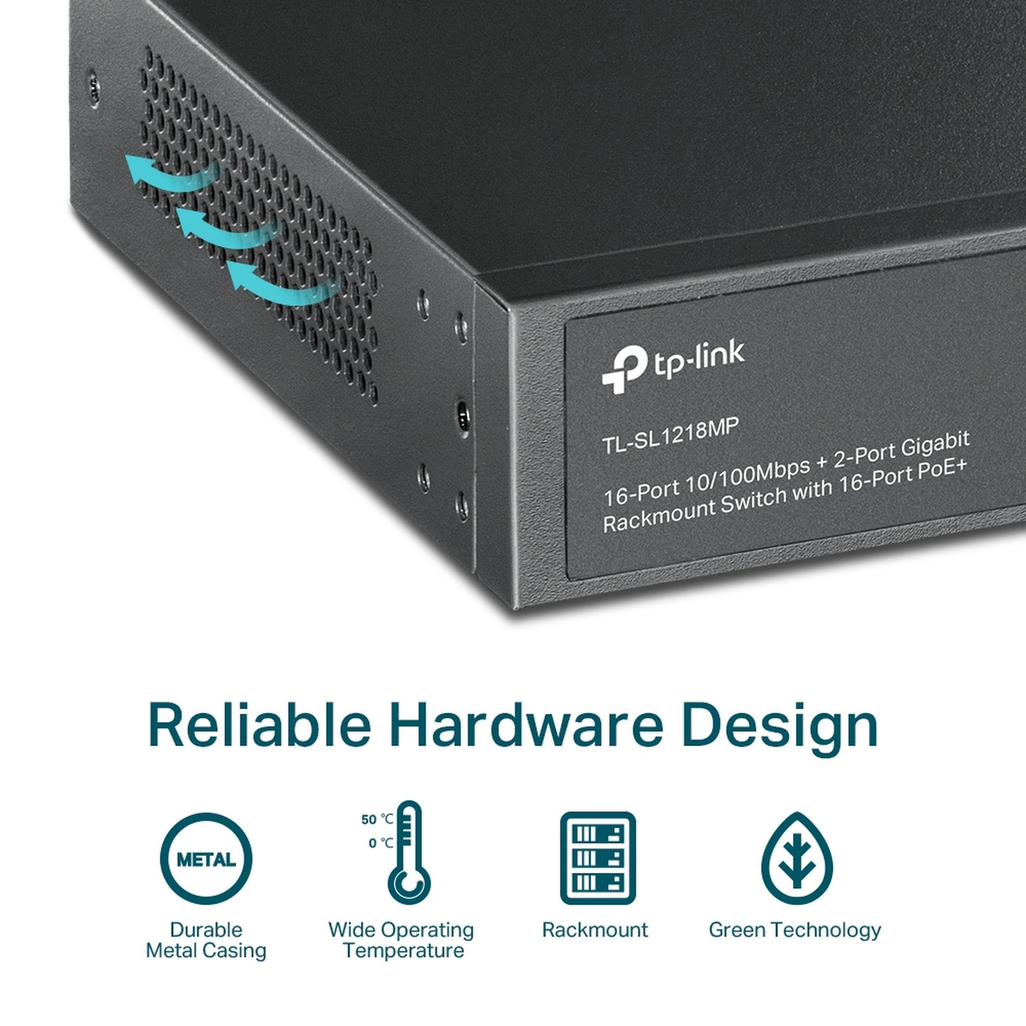 Switch 16 Puertos PoE + 2G + 2SFP TL - SL1218MP TP - Link
