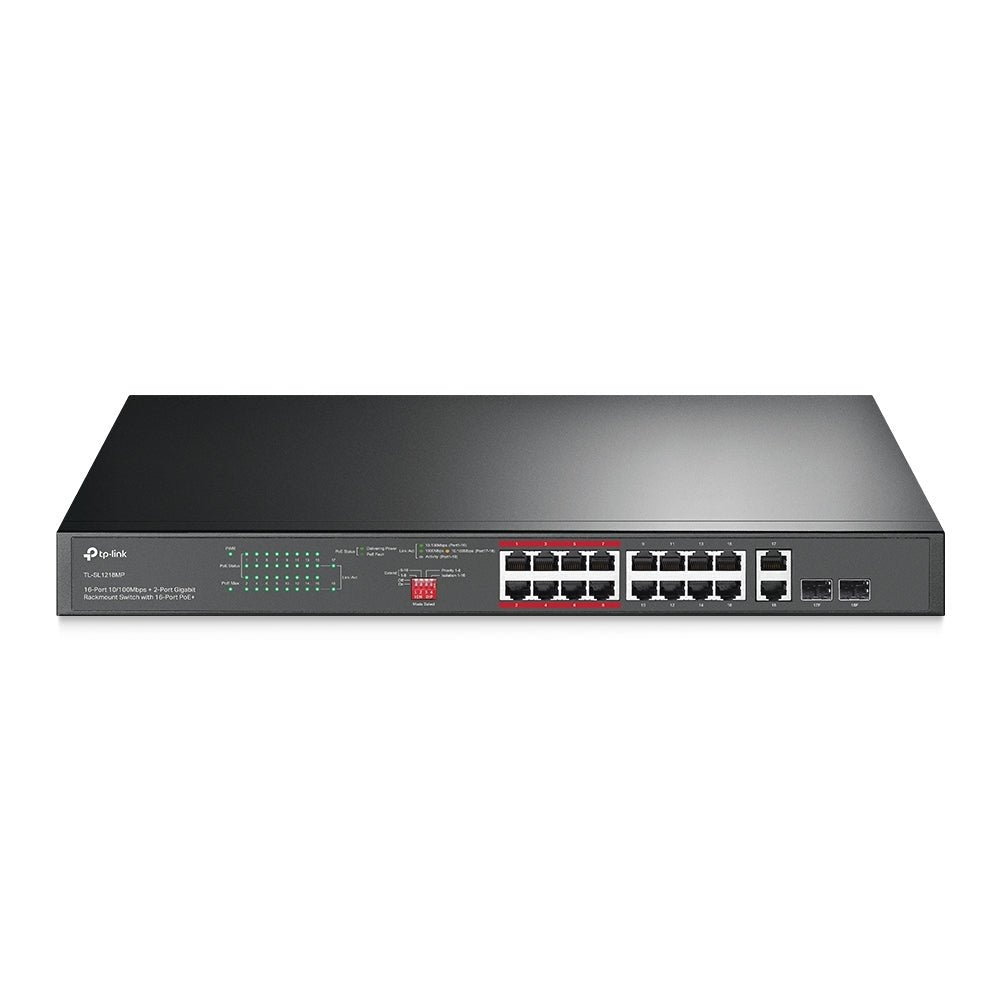 Switch 16 Puertos PoE 10/100 Mbps + 2 PoE Gigabit + 2 SFP Gi Cable