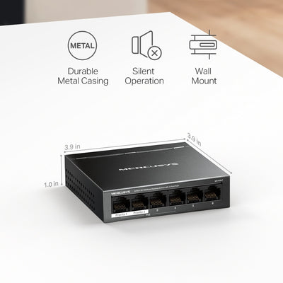 Switch 6 Puertos 4 PoE+ 65W MS106LP 100 Mbps