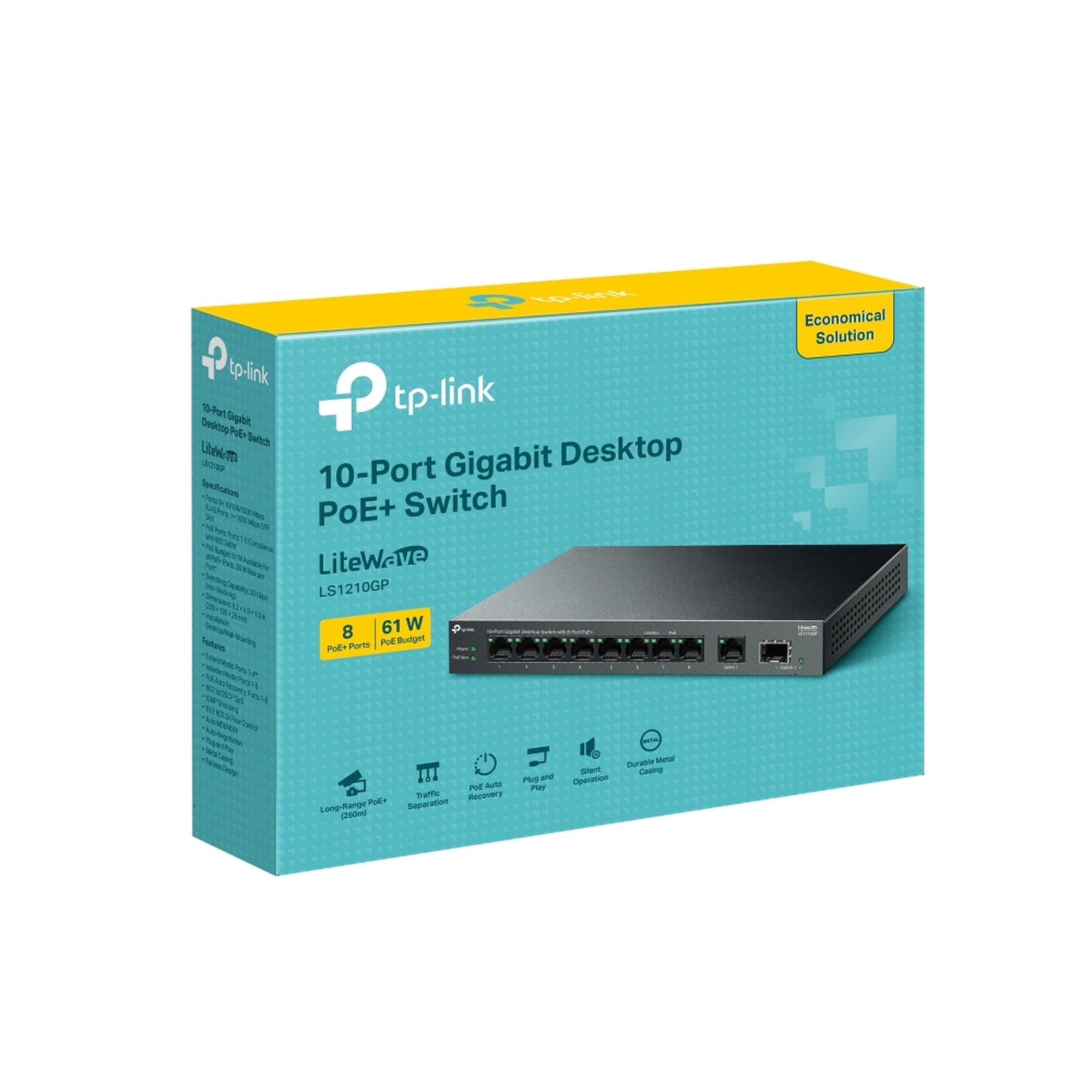 Switch Gigabit 10 Puertos TP - Link LS1210GP 8 PoE+ 1 SFP