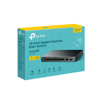 Switch Gigabit 10 Puertos TP - Link LS1210GP 8 PoE+ 1 SFP