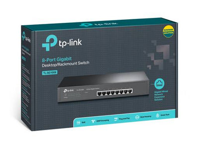 Switch Gigabit 8 Puertos TP-Link TL-SG1008 Metálico Rack