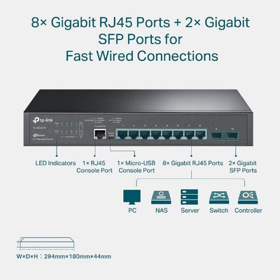 Switch TP - Link TL - SG3210 Gestionado 8 Puertos SFP