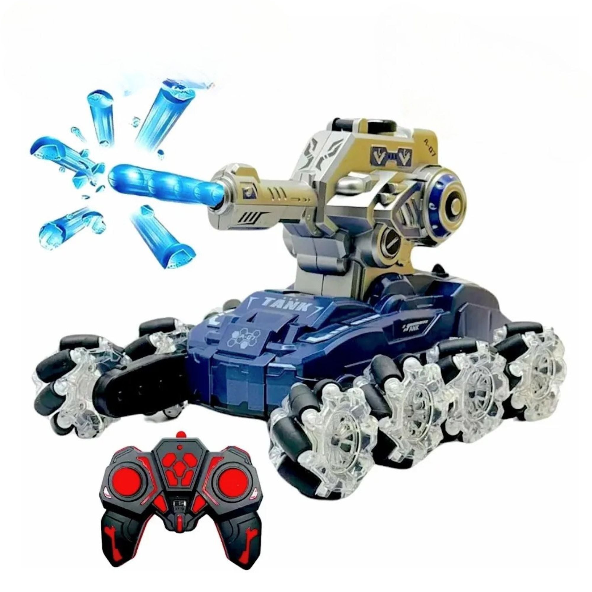 Tanque con Control Remoto Lanza Bolitas de Gel - Luz y Sonido