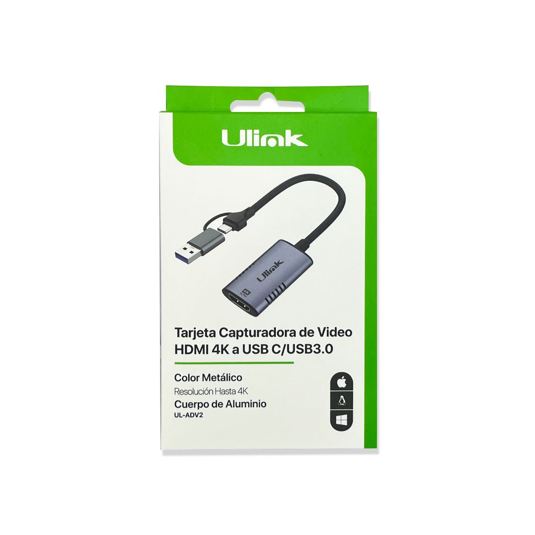 Tarjeta capturadora de video HDMI 4K a USB C USB3.0 UL - ADV