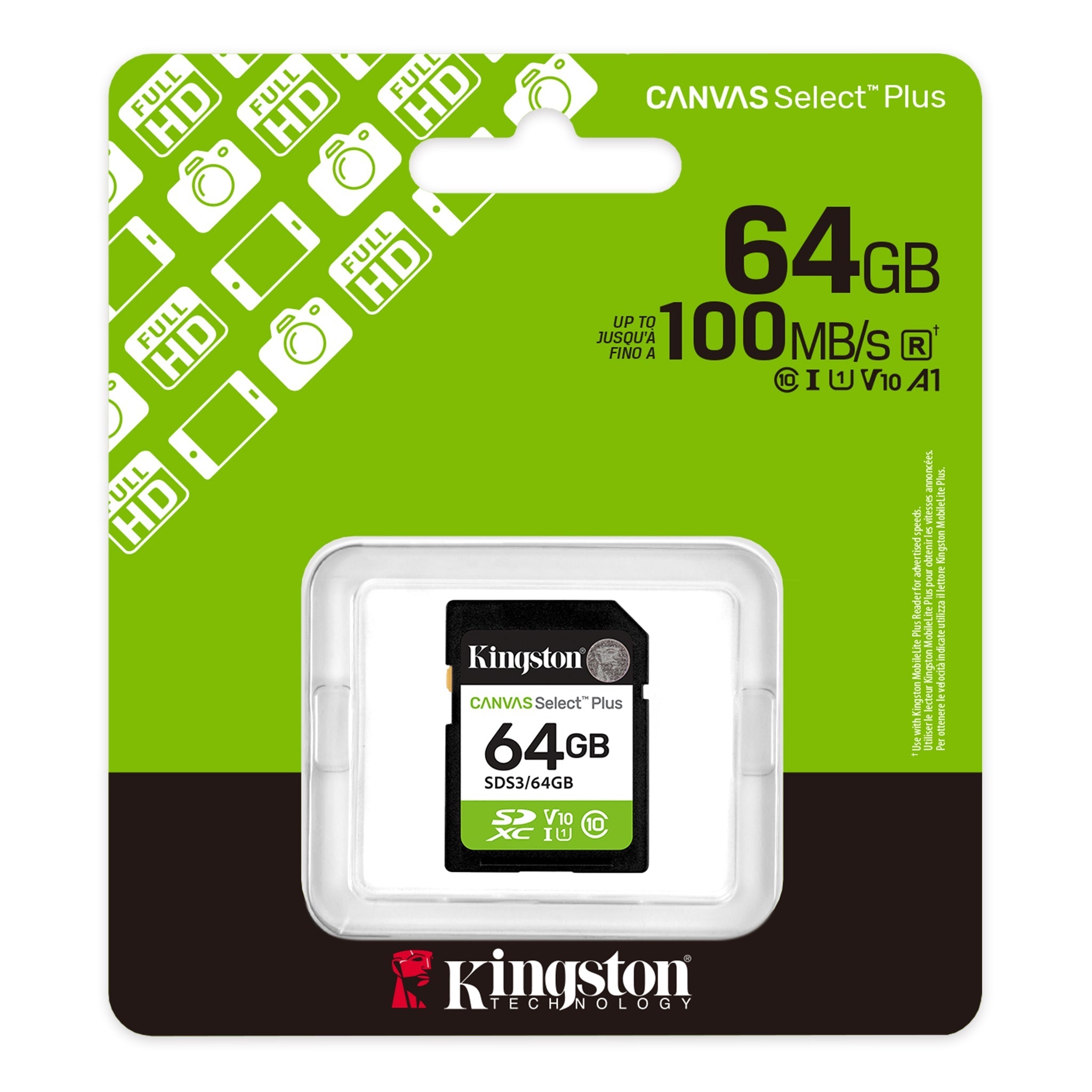 Tarjeta SD Kingston Canvas Select Plus 64GB 100MB/s